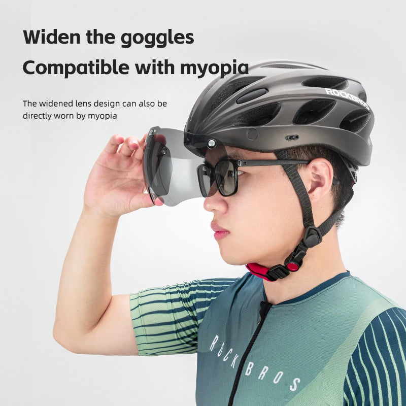Rockbros Lightweight Cycling Helmet With Goggles For Riding