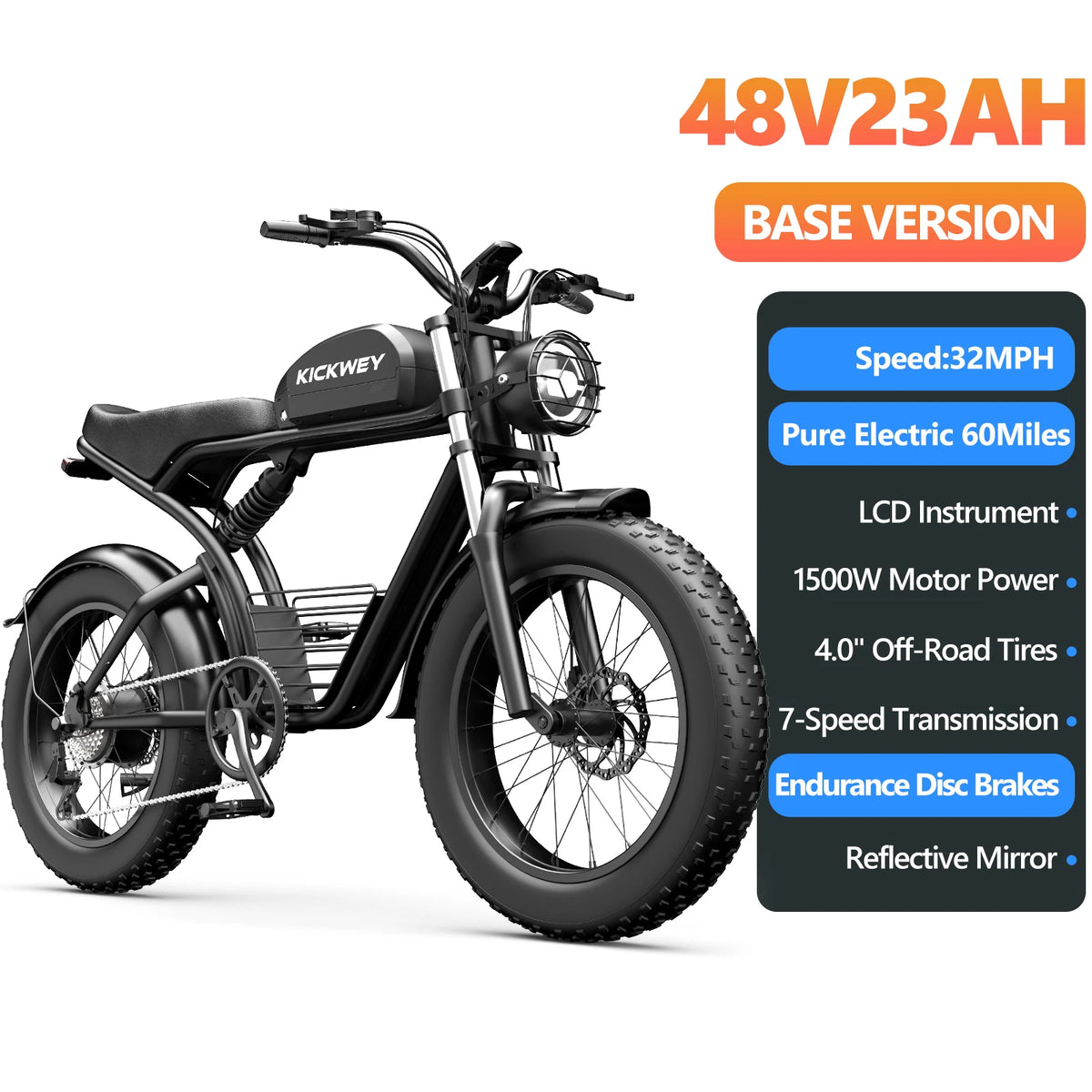 Kickwey K7 Pro Powerful Electric Fat Tire Mountain Bike