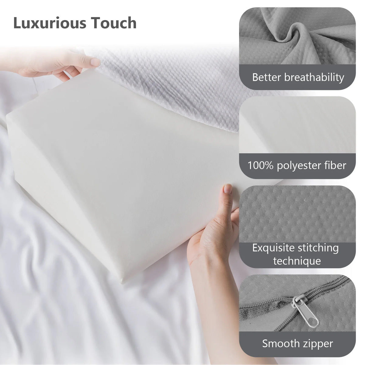 MCQ Ergonomic Memory Foam Bed Wedge Pillow With Cooling Cover