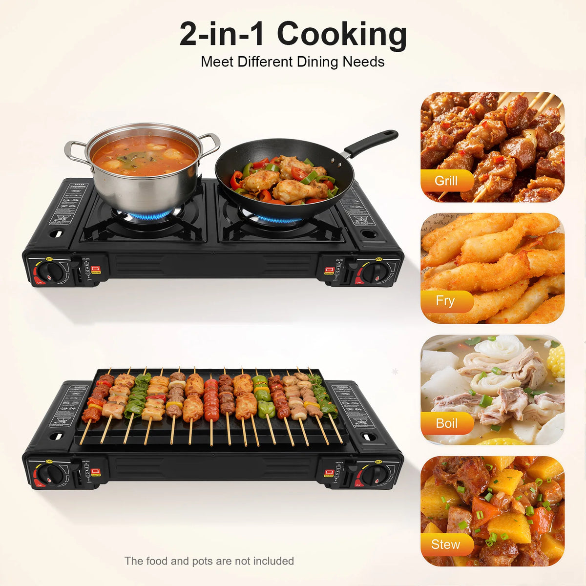 Portable Dual Burner Gas Stove For Outdoor Camping And Picnic