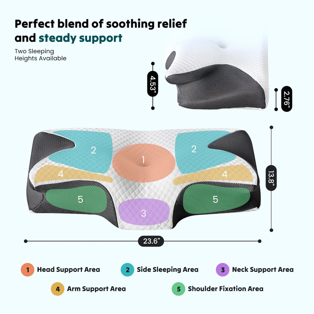 JHK Ergonomic Memory Foam Cervical Neck Pillow With Cooling Cover