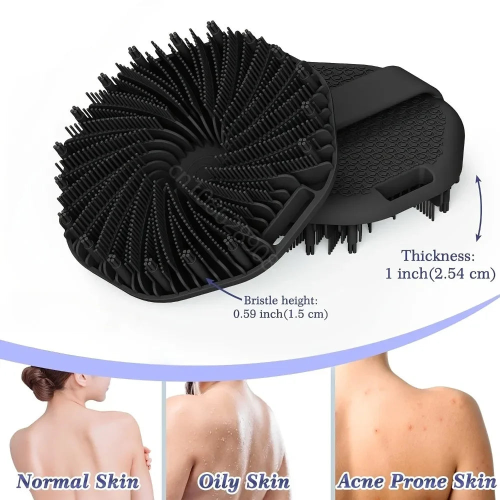 Soft Silicone Back Brush With Handle For Gentle Exfoliating Care