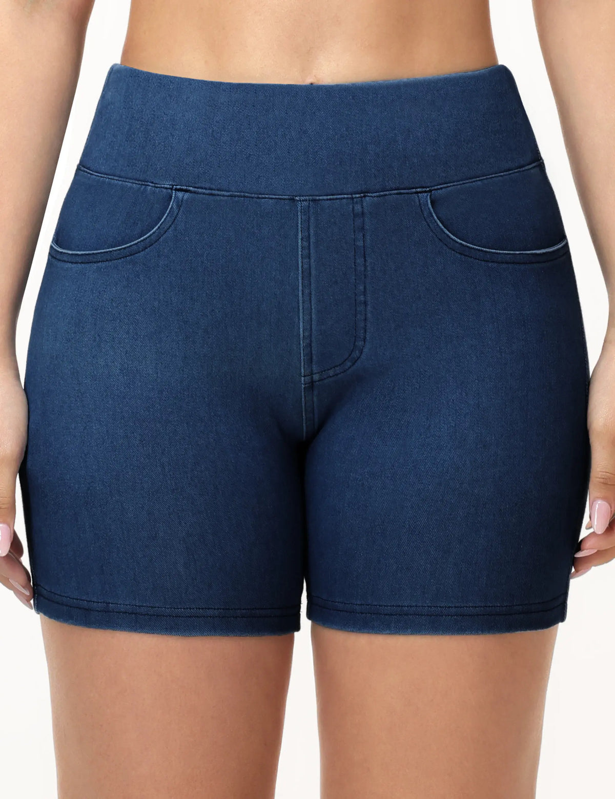 THE GYM PEOPLE Women's High Waisted Booty Lifting Denim Shorts Stretchy Pull on Jean Shorts With Pockets