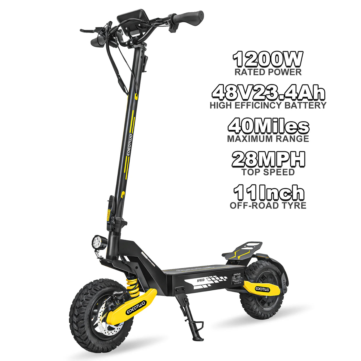 EOEOTWO 1200W Off Road Electric Scooter 48V 30MPH Foldable E-Scooter