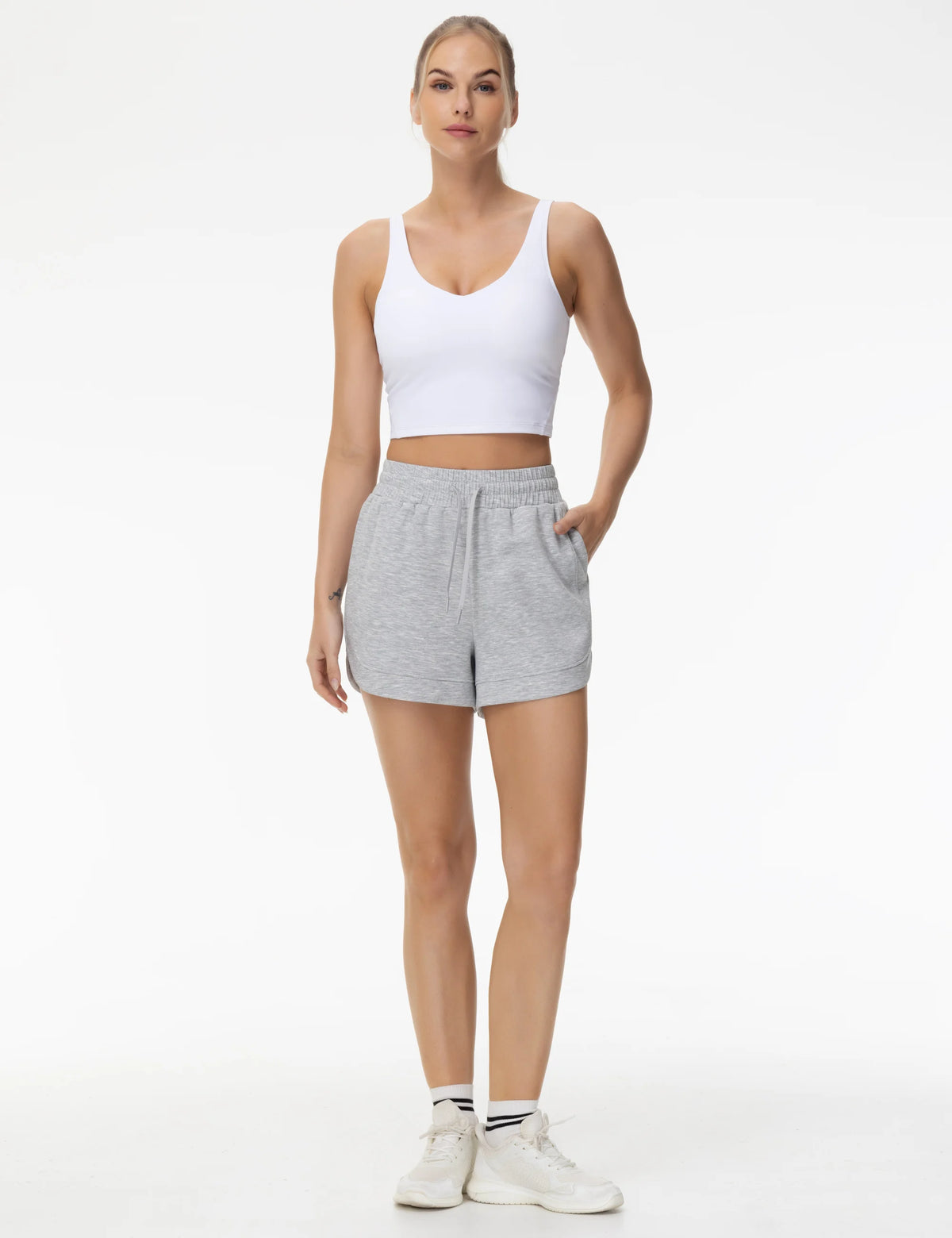 THE GYM PEOPLE Women's Drawstring Sweat Shorts Soft Comfy Dolphin Workout Running Lounge Shorts with Pockets
