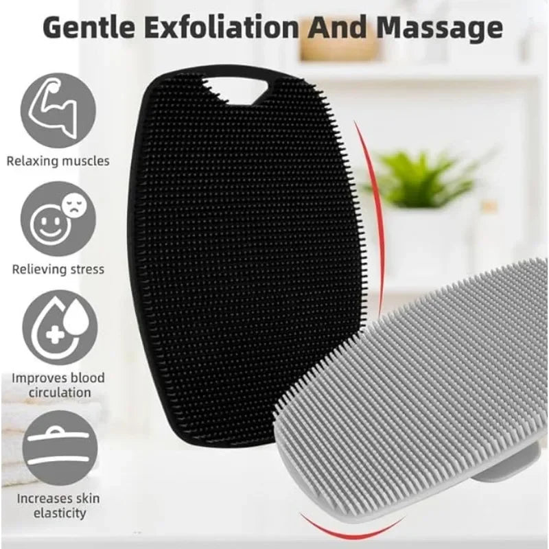 Silicone Body Scrubber No Slip Handle Exfoliating Face Cleanser