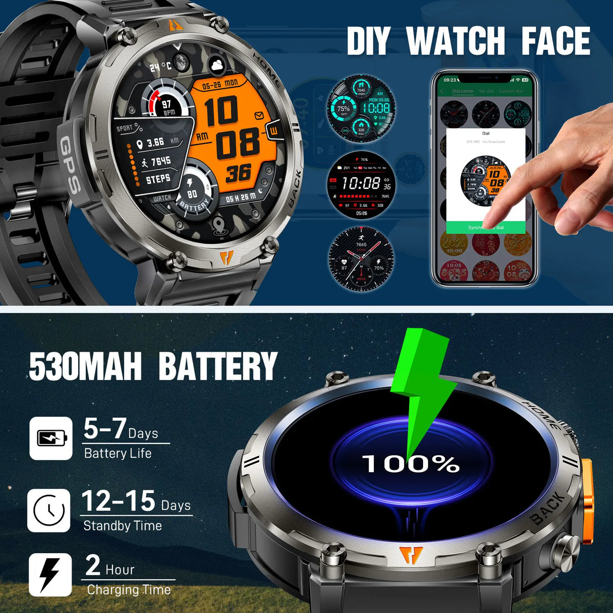 EIGIIS KE3 Bluetooth Smartwatch With Heart Rate And Health Monitor