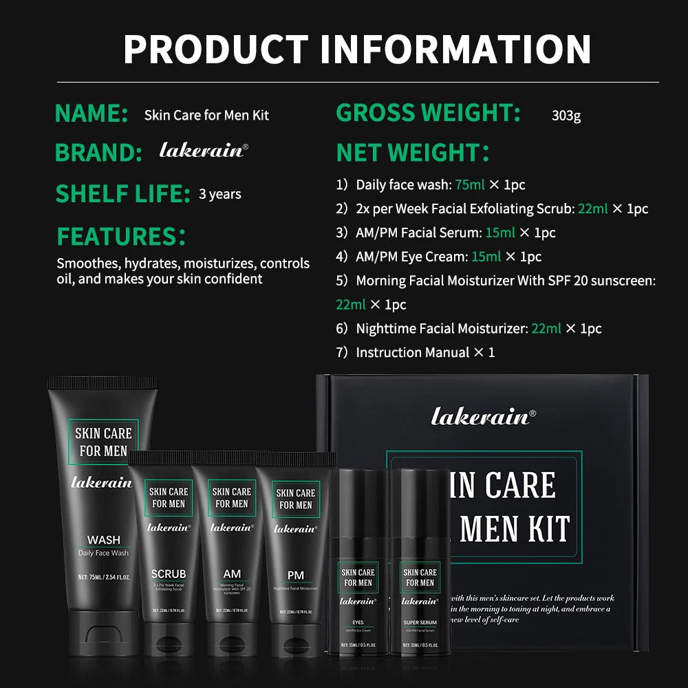 Lakerain Hydrating Oil Control Facial Skincare Set With SPF20