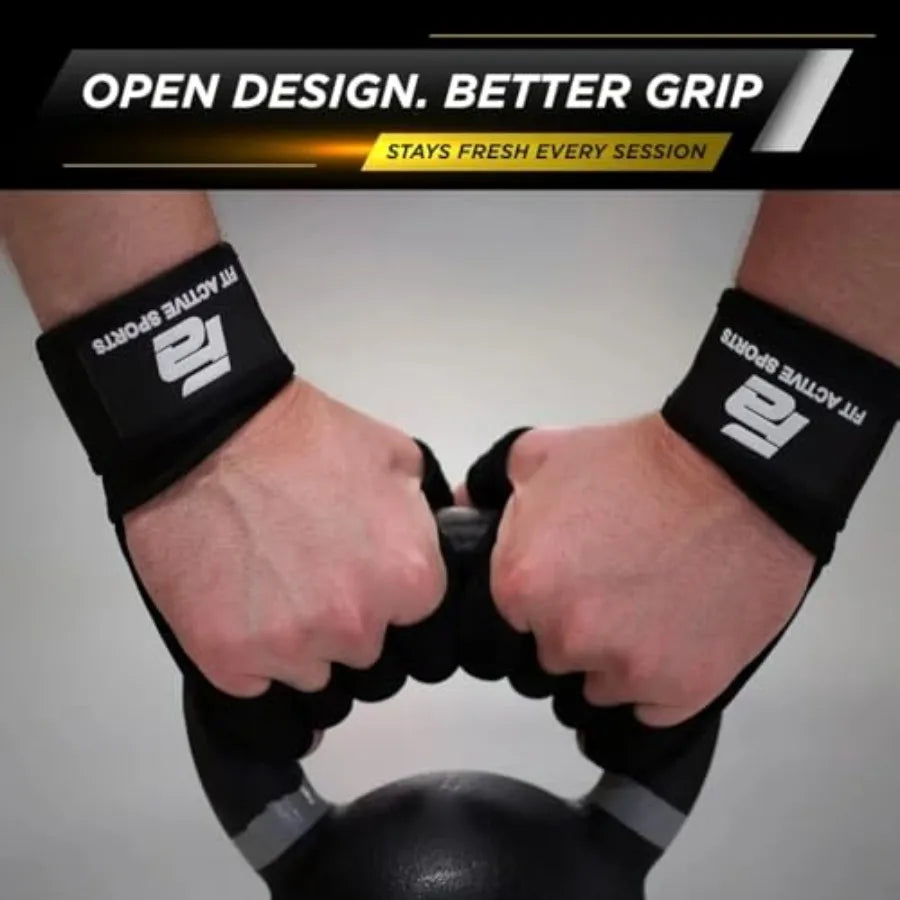 Ventilated Weight Lifting Gloves With Built-in Wrist Wraps For Gym