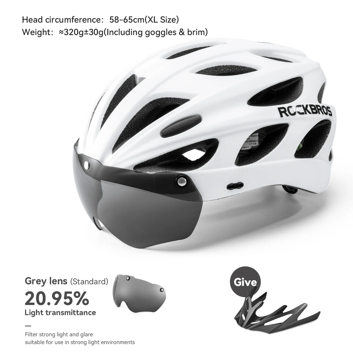 Rockbros Lightweight Cycling Helmet With Goggles For Riding