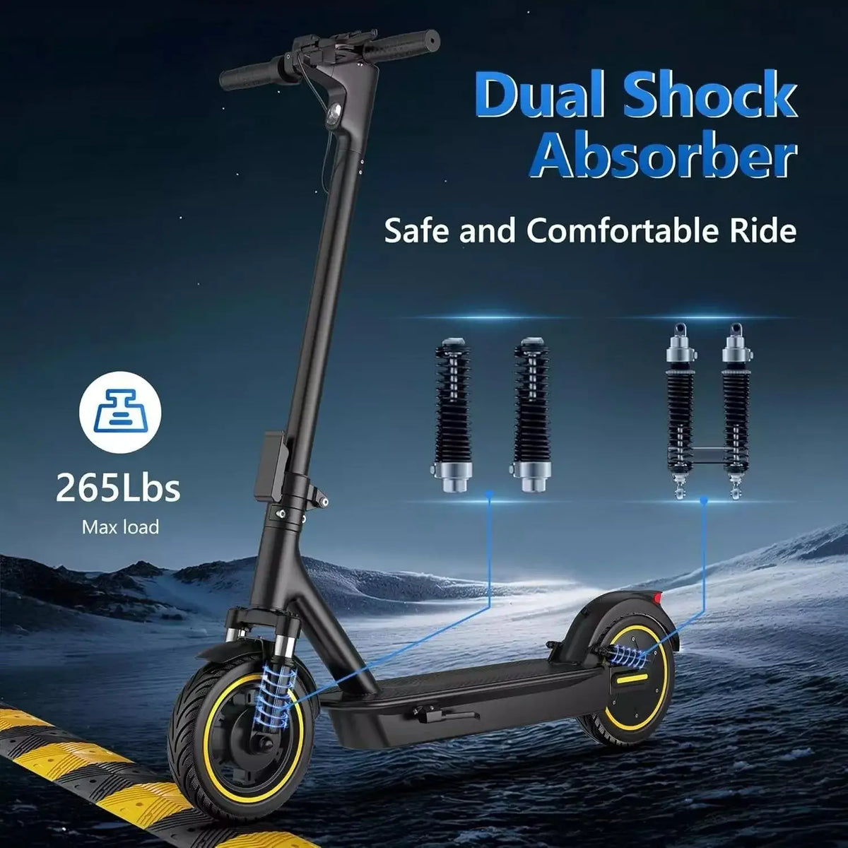 Ladped 500W Folding Electric Scooter With Long Range Dual Suspension