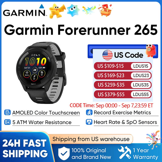 Garmin Forerunner 265 GPS Smartwatch With Integrated Heart Rate Tracking