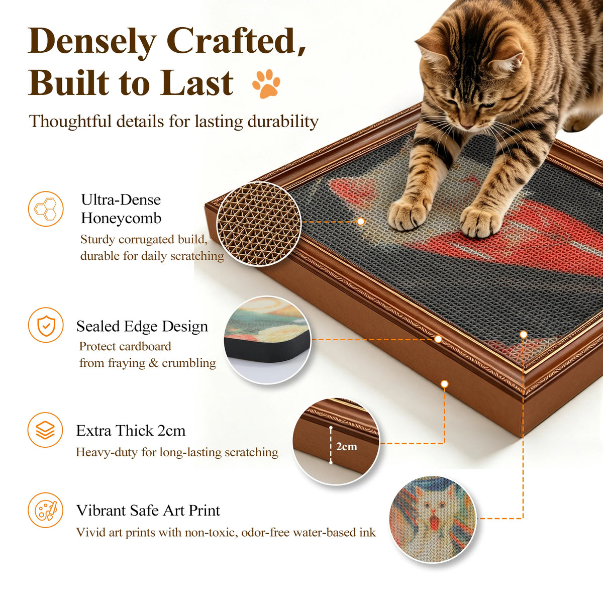 PAWZ Road 3 Pack Cardboard Cat Wall Scratcher With Adhesive