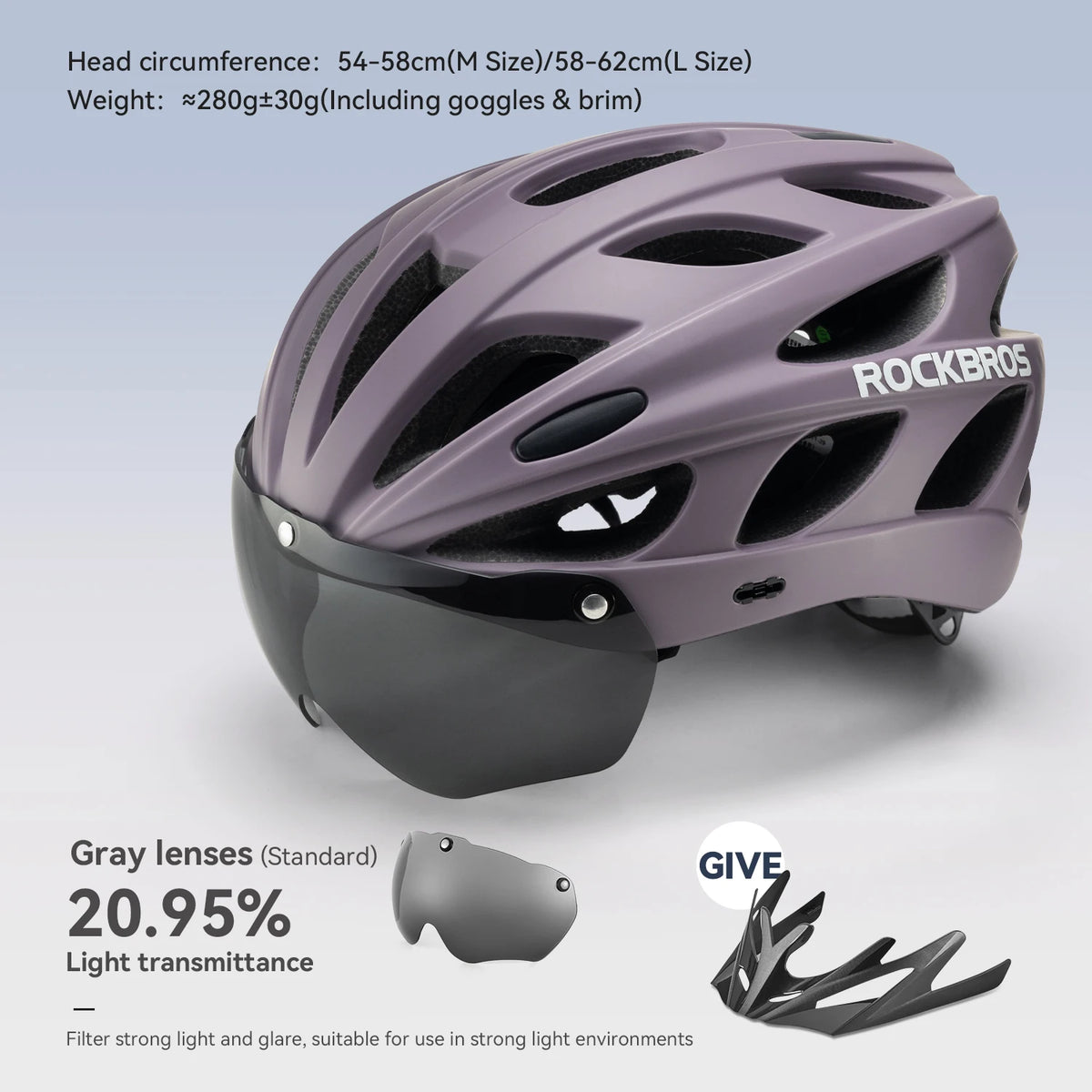 Rockbros Lightweight Cycling Helmet With Goggles For Riding
