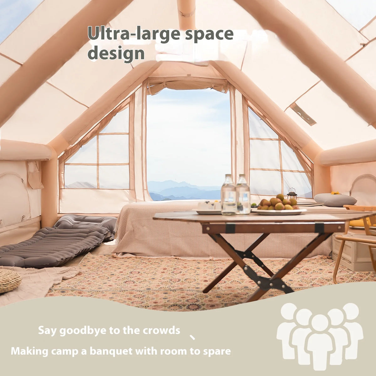 Pakicetus Waterproof Inflatable Family Camping Tent With Stove Plug