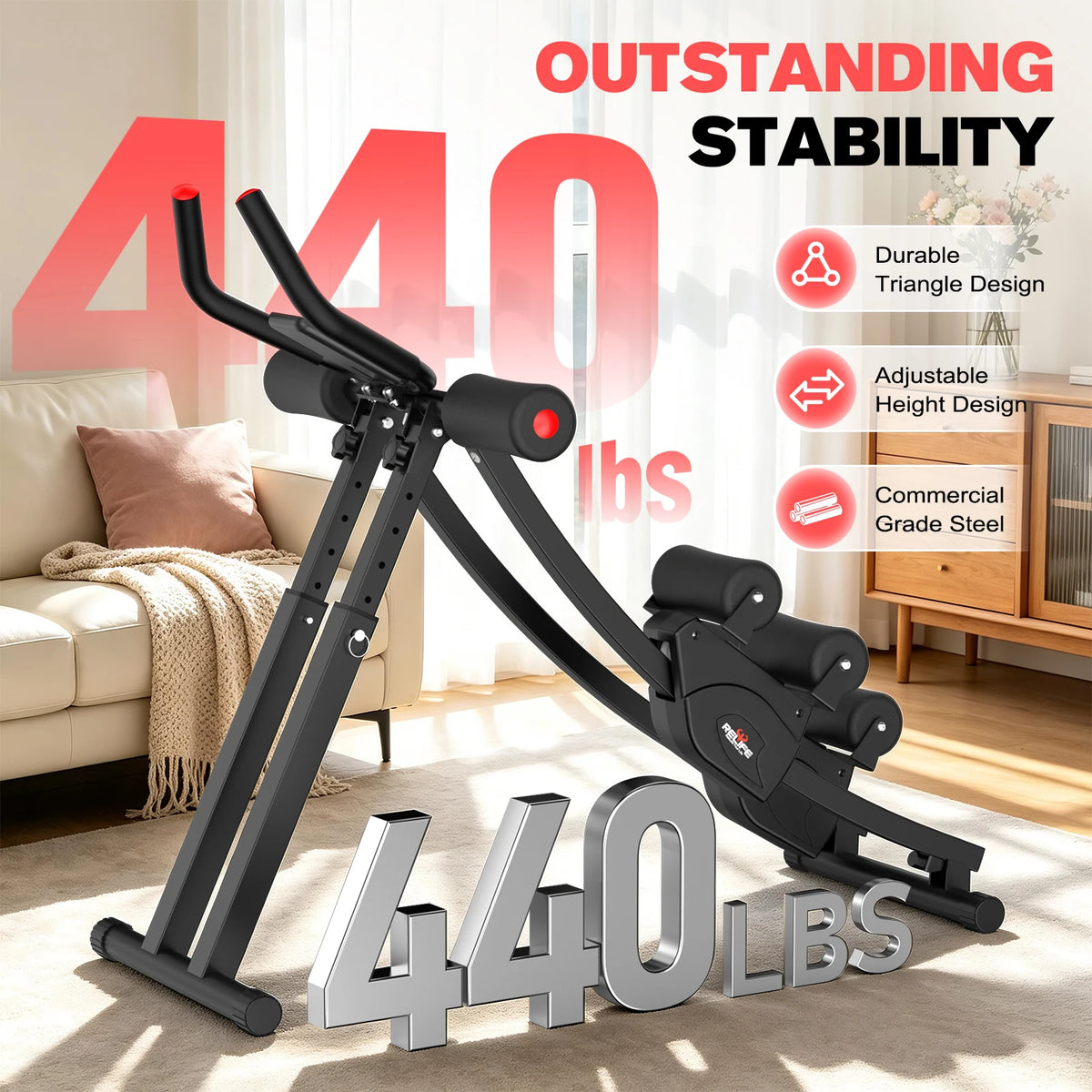 Relife Sports Dual Track Ab Machine With Adjustable Resistance