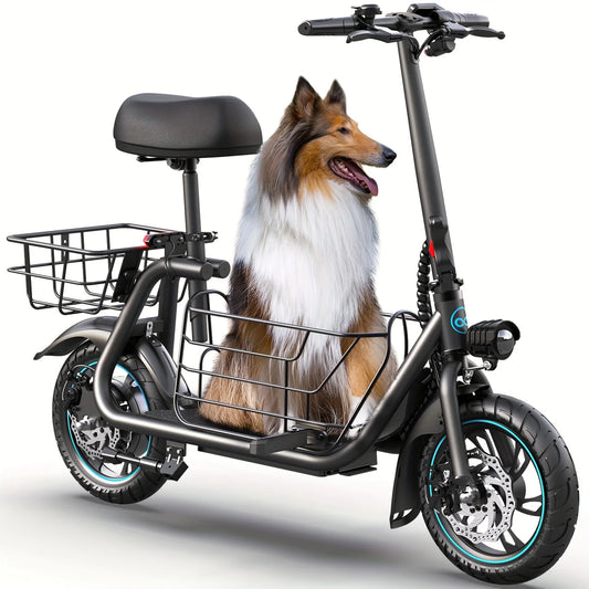 Gyroor Adult Foldable Electric Scooter With Basket And Three Modes