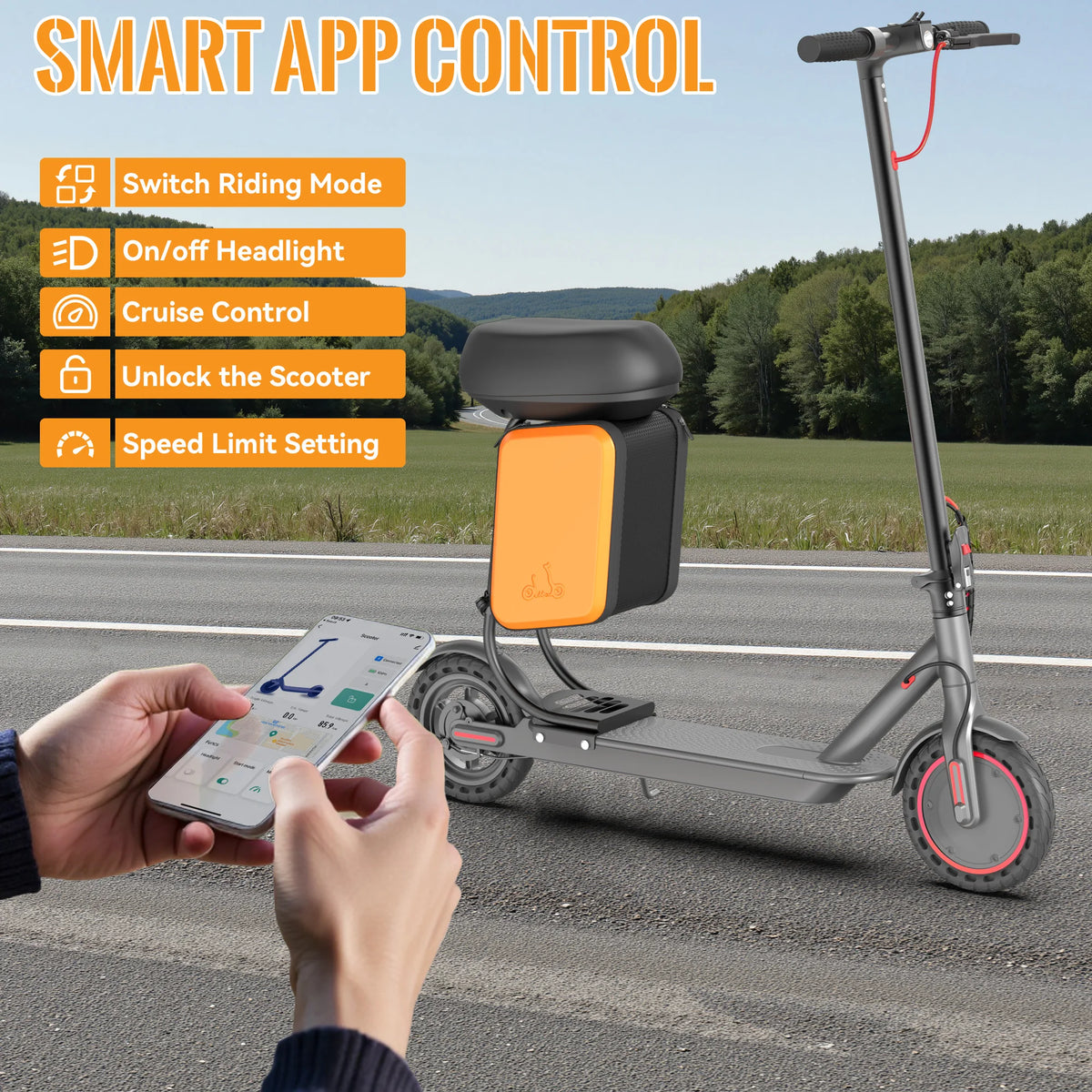 AOVOPRO Electric Scooter With Solid Tires And Removable Seat