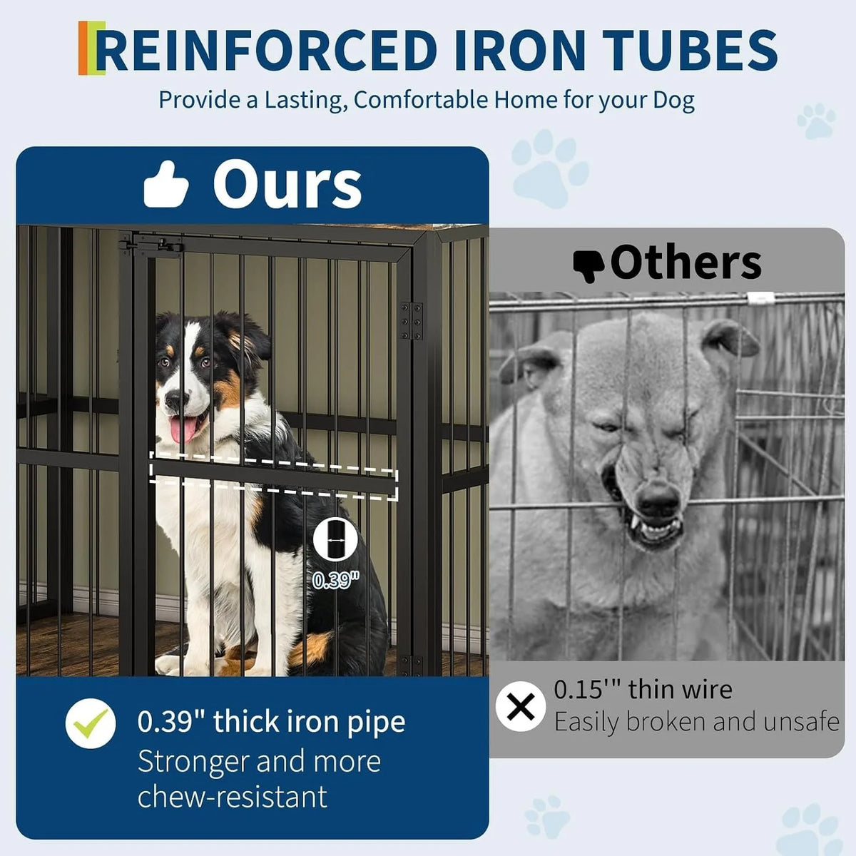 Heavy Duty Wooden Double Dog Crate With Divider And Storage