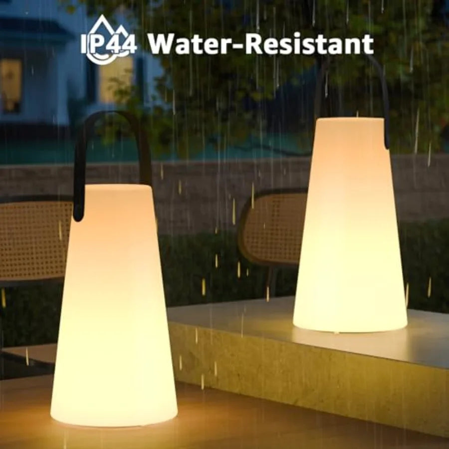 Outdoor Lanterns, Rechargeable Cordless Outdoor Table Lamp with IP44 Water-Resistant, Battery Operated Portable Hanging Outdoor