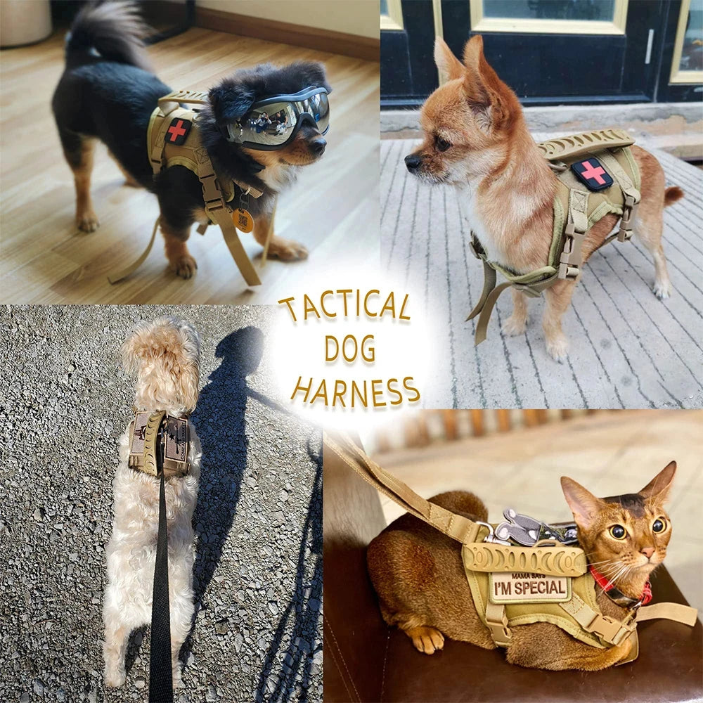 Tactical Padded Adjustable Harness Leash Set For Dogs And Cats