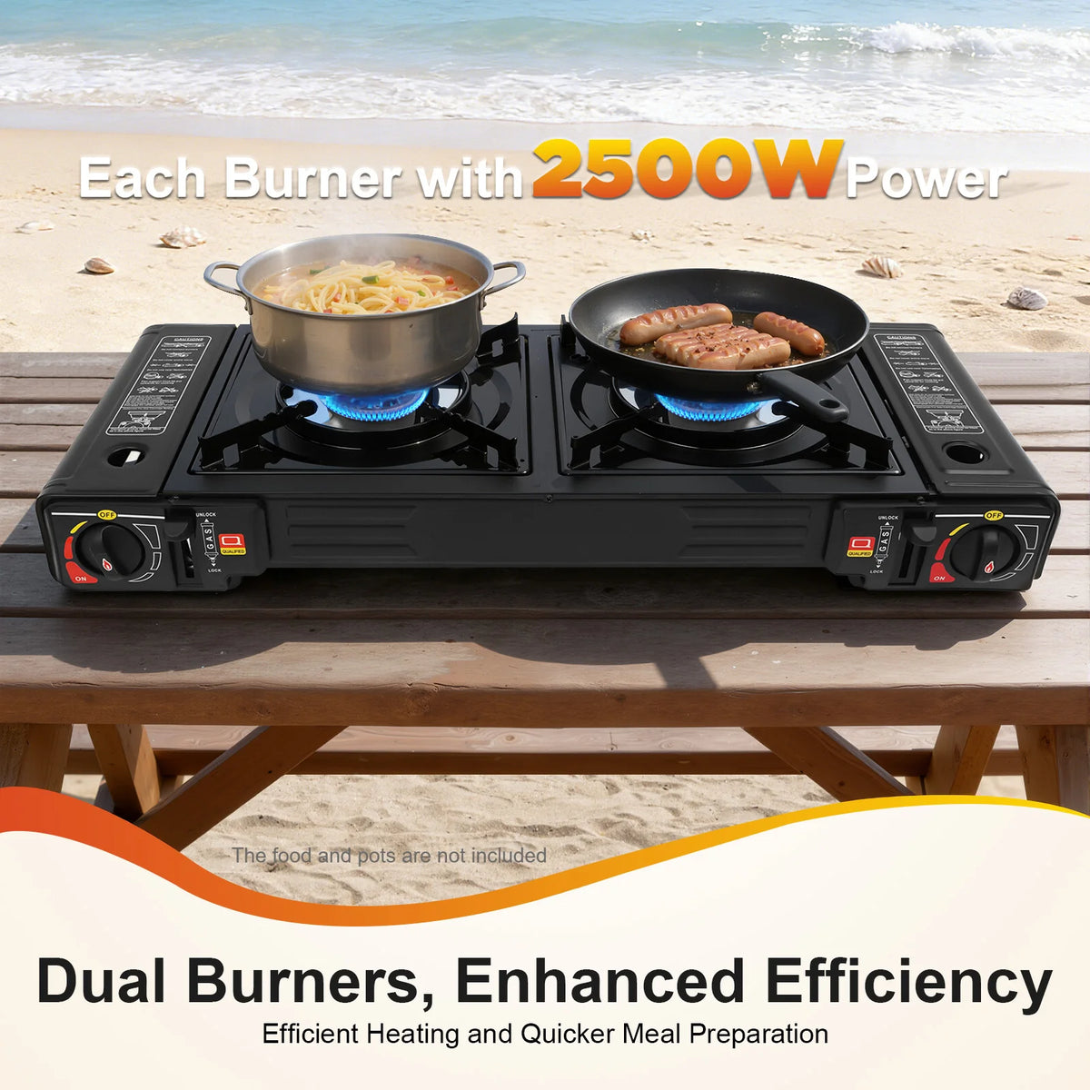 Portable Dual Burner Gas Stove For Outdoor Camping And Picnic