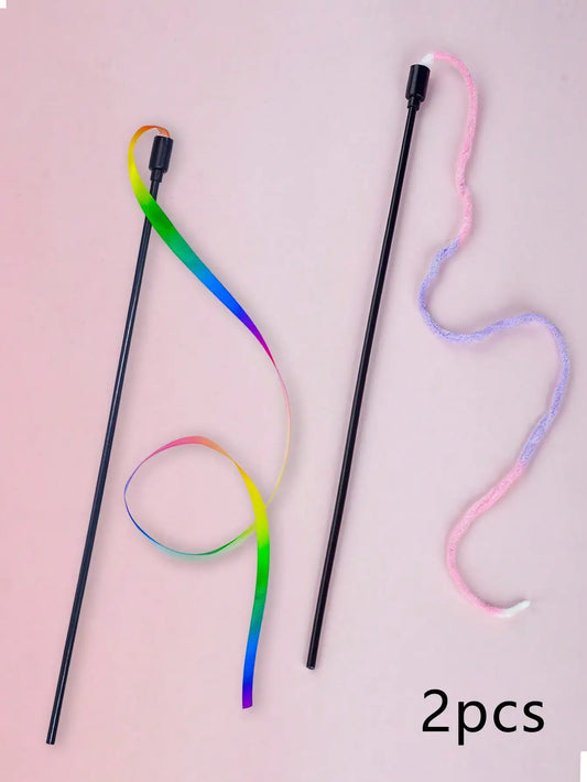Playful Fleece Cat Wand Toy With Tassels For Active Pets