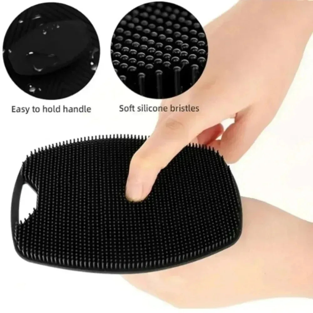 Silicone Body Scrubber No Slip Handle Exfoliating Face Cleanser