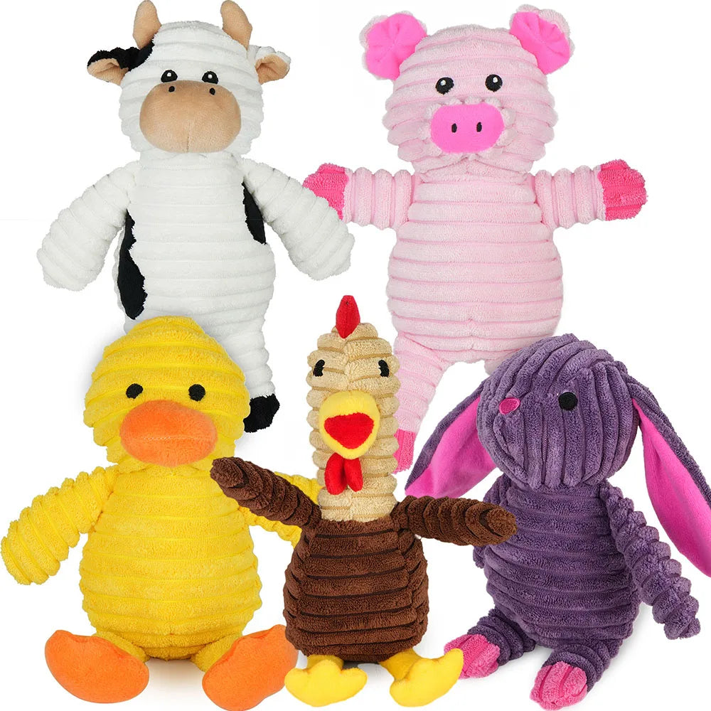 Plush Squeaky Dog Toys Assorted Animal Chew Toy Bundle