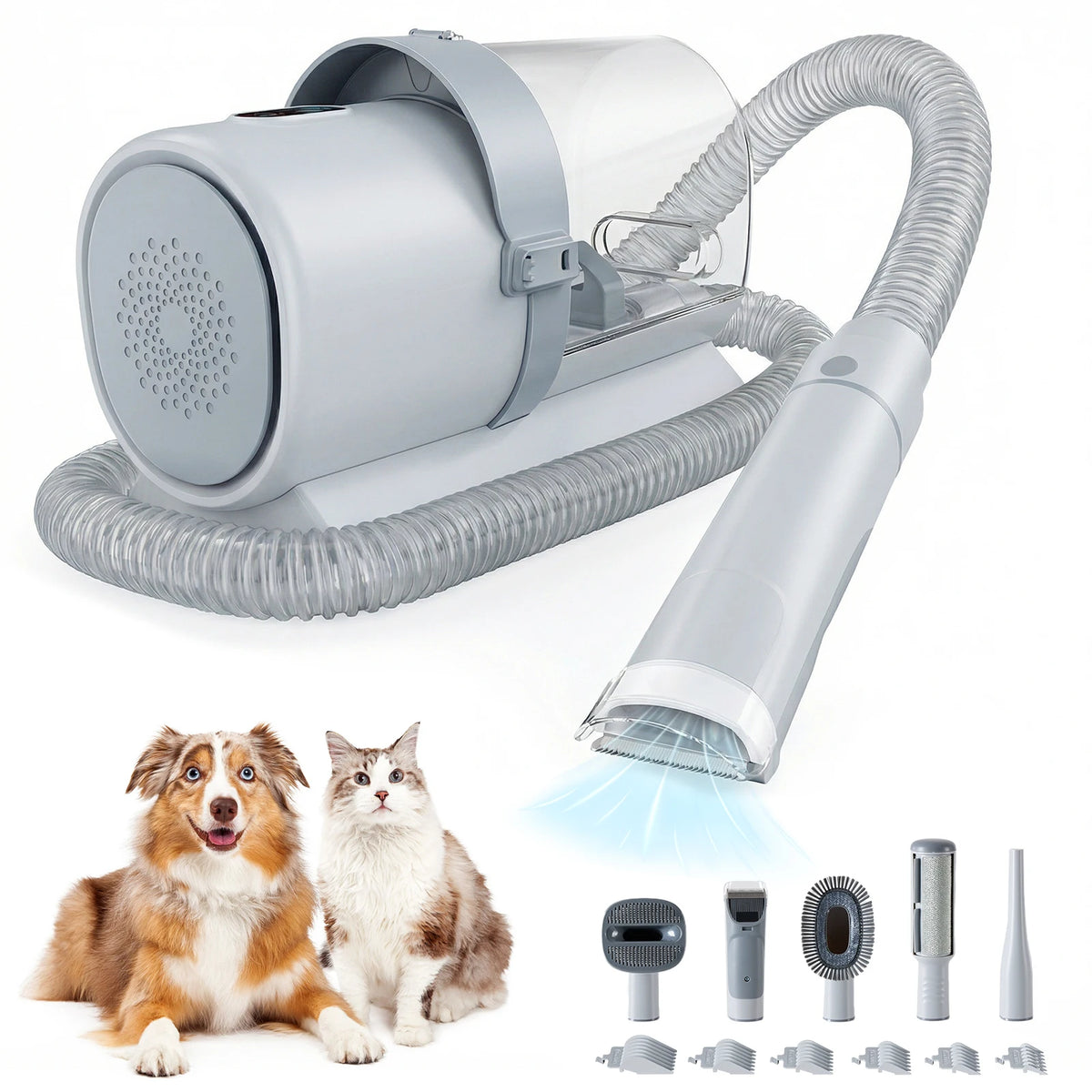 JHK Pet Grooming Vacuum Kit With Clippers And Grooming Attachments