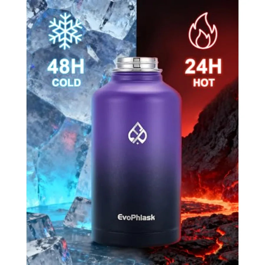 Vacuum Insulated Water Bottle Keeps Cold With Strap For Travel Sport