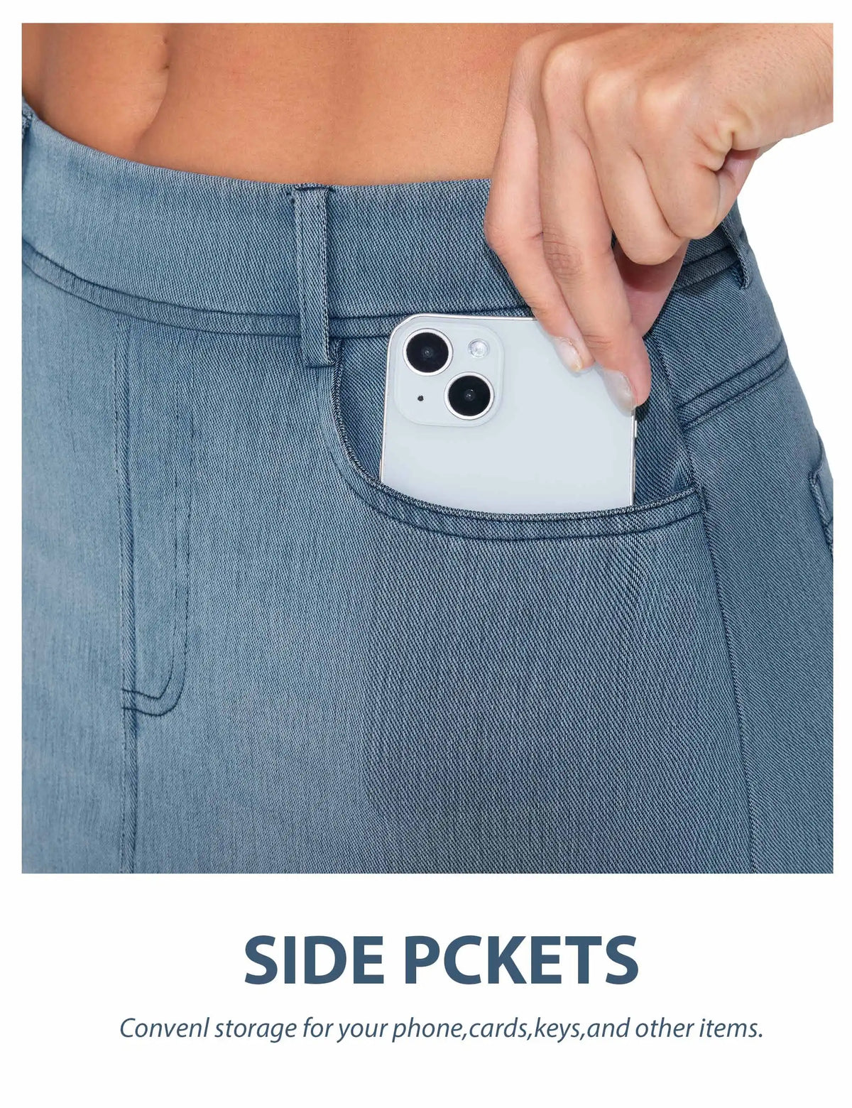 THE GYM PEOPLE Women's High Waisted Mini Denim Skirts with Pockets Stretch Skinny Jean Bodycon Skirts