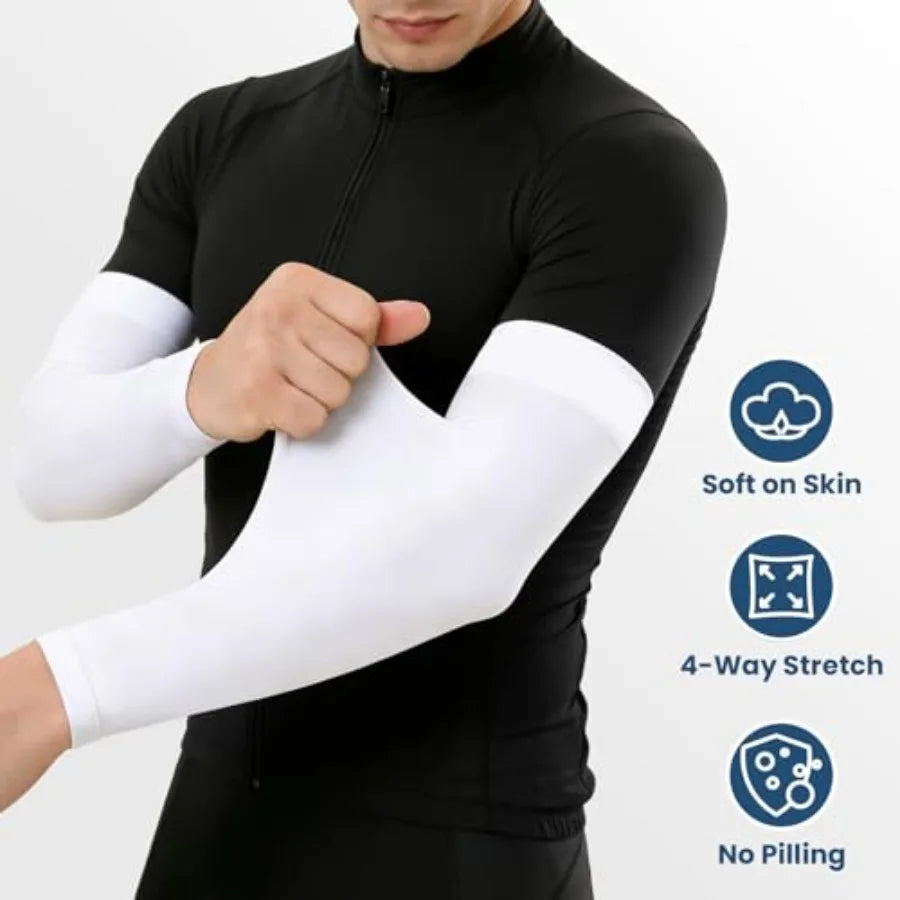 8 Pairs Soft Arm Sleeves, UV Sun Protection Cooling Compression Arm Covers for Outdoor Work, Sports, Men and Women
