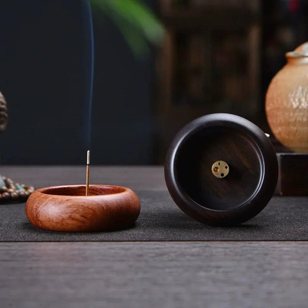 Wooden Incense Burner Holder with Ash Catcher for Meditation