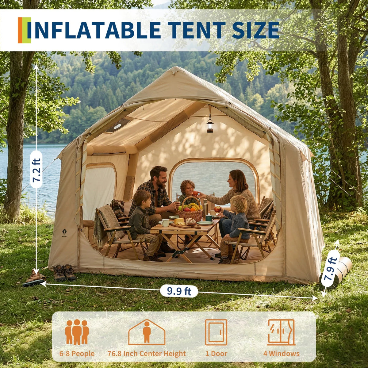 Himiss Inflatable Camping Tent Weather Resistant Quick Setup Outdoor Shelter