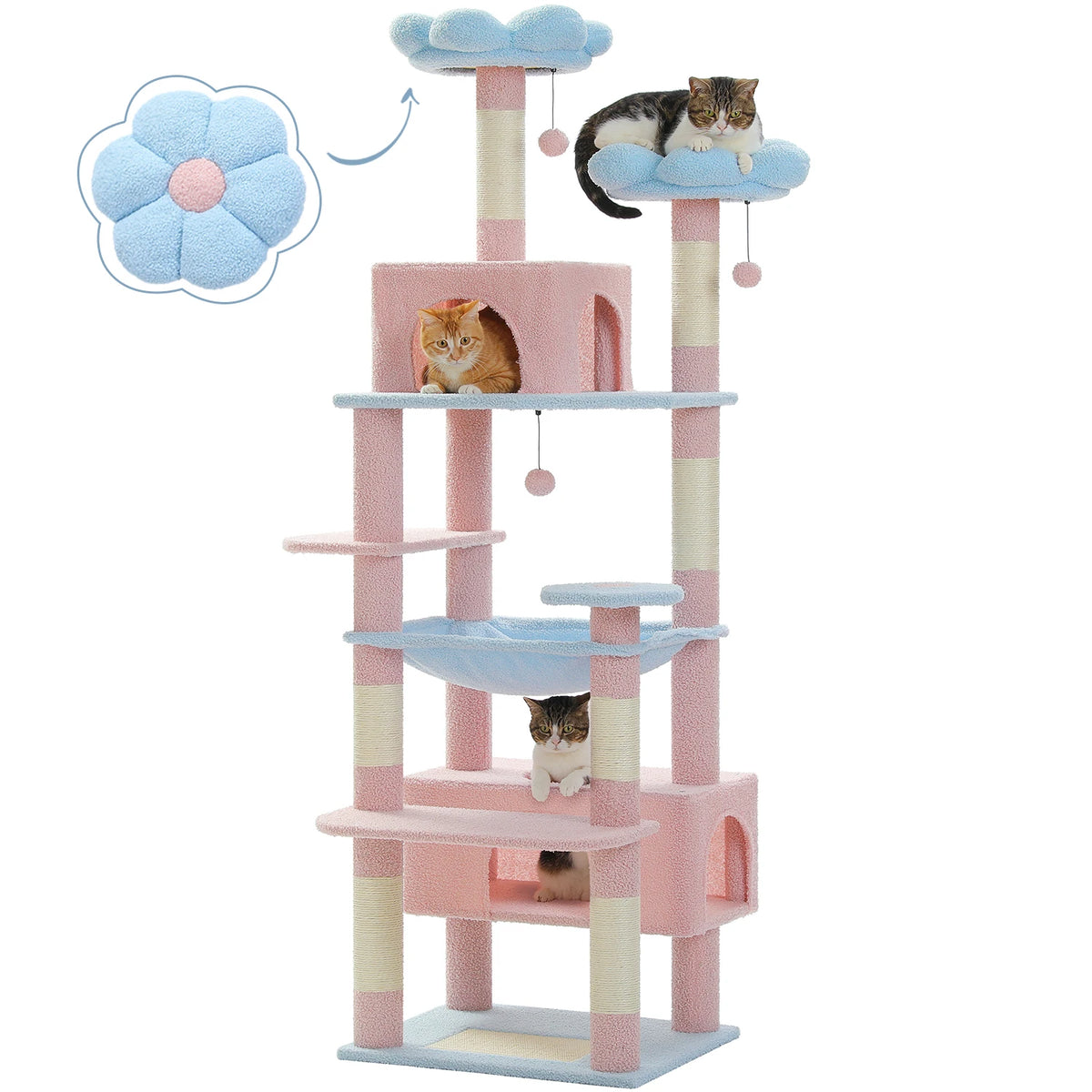 Pecuulti Multi Level Cat Tree With Scratching Posts Hammock And Perch