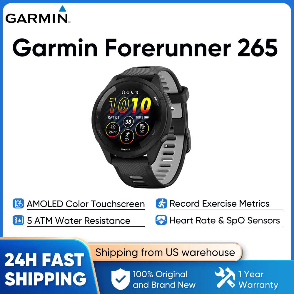 Garmin Forerunner 265 GPS Smartwatch With Integrated Heart Rate Tracking