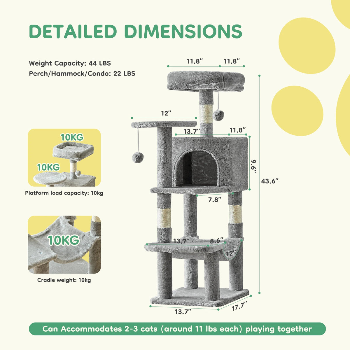 JHK Multi-Level Cat Tree With Scratching Posts And Cozy House