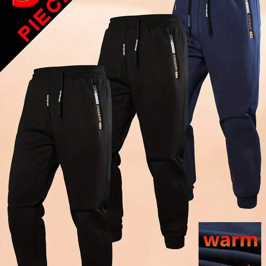 Warm Fleece Lined Mens Casual Jogger Pants Set Of Three