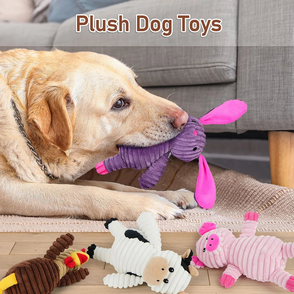 Plush Squeaky Dog Toys Assorted Animal Chew Toy Bundle