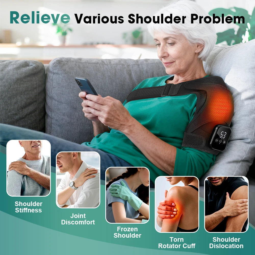 PASTSKY Rechargeable Heated Shoulder Massager With Vibration Control