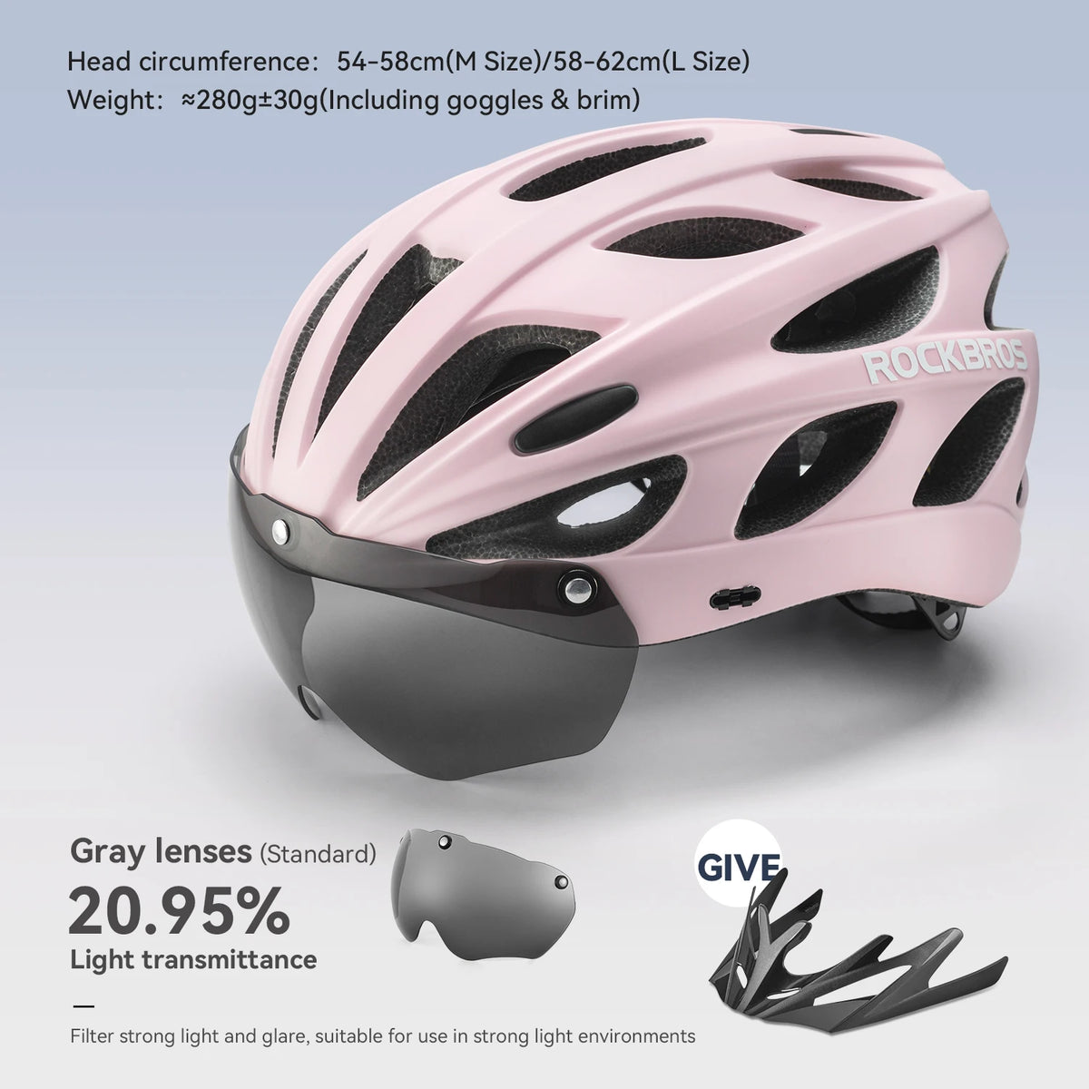 Rockbros Lightweight Cycling Helmet With Goggles For Riding