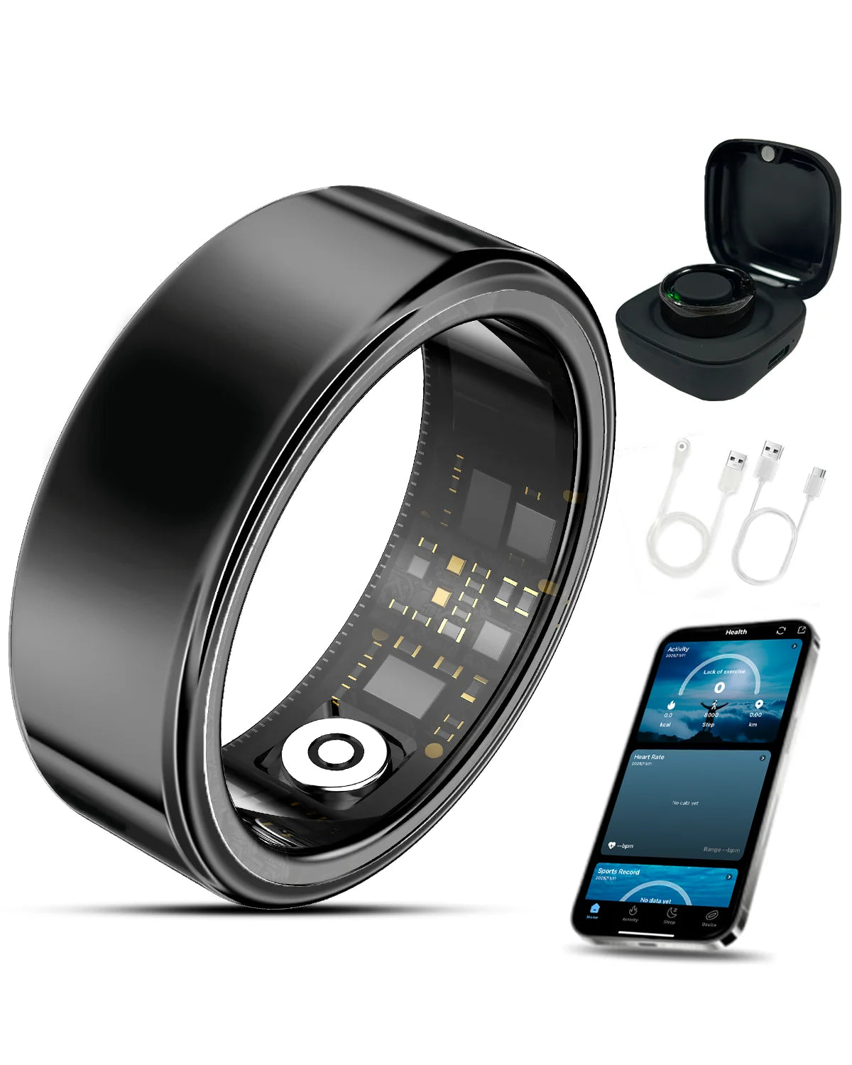 Casatelier Smart Ring Stainless Steel Health Monitor Fitness Tracker
