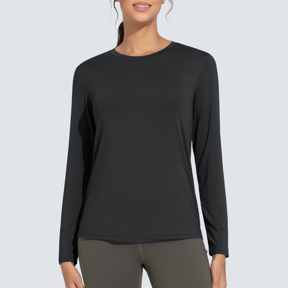 THE GYM PEOPLE Women's Ultra Soft Long Sleeve Workout Shirts Basic Crewneck Athletic Running Tops