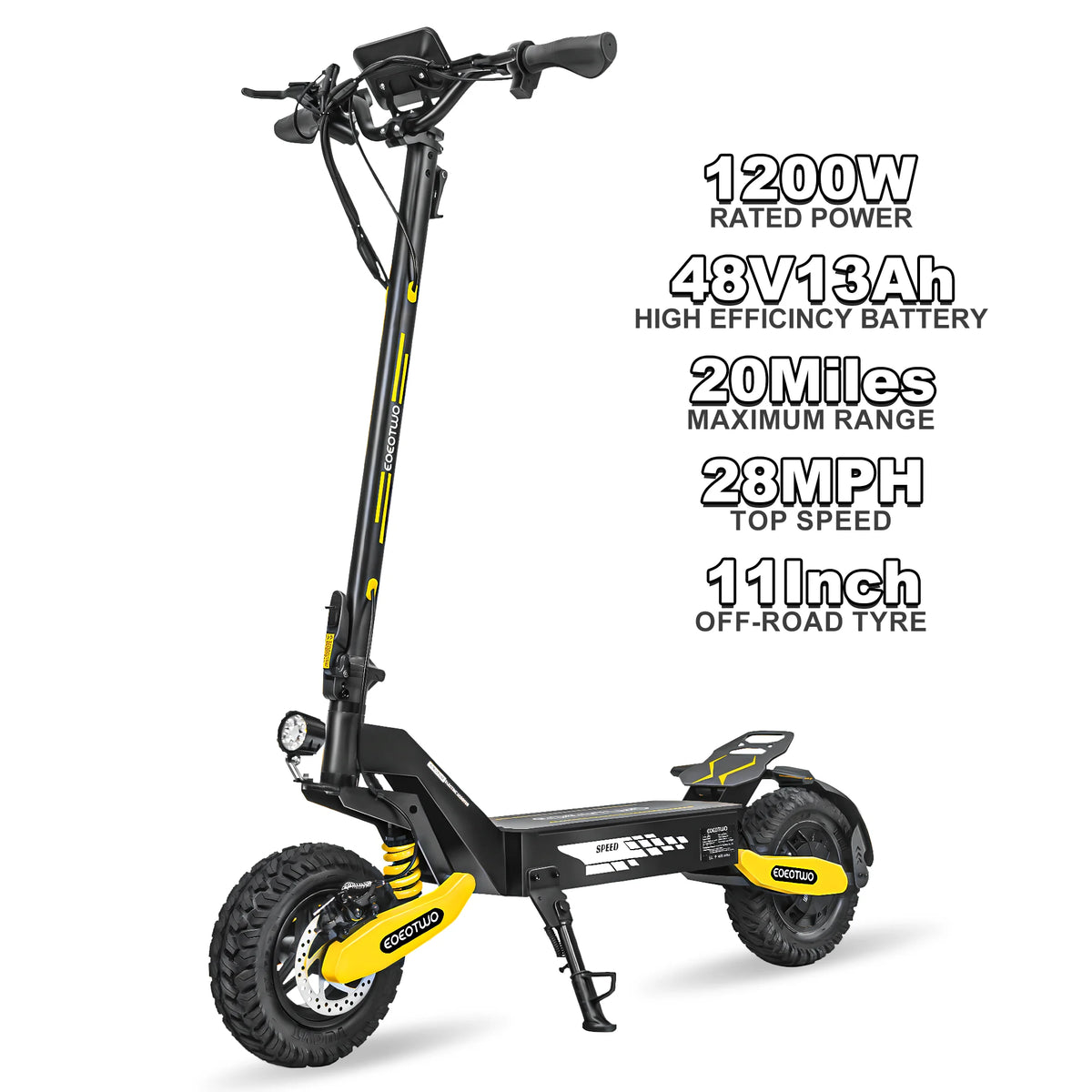 EOEOTWO 1200W Off Road Electric Scooter 48V 30MPH Foldable E-Scooter