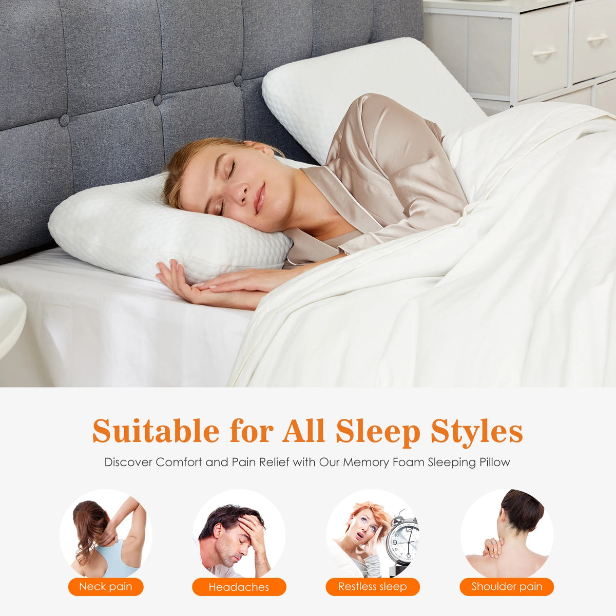 MCQ Memory Foam Neck Pillow For Travel And Bed Comfort