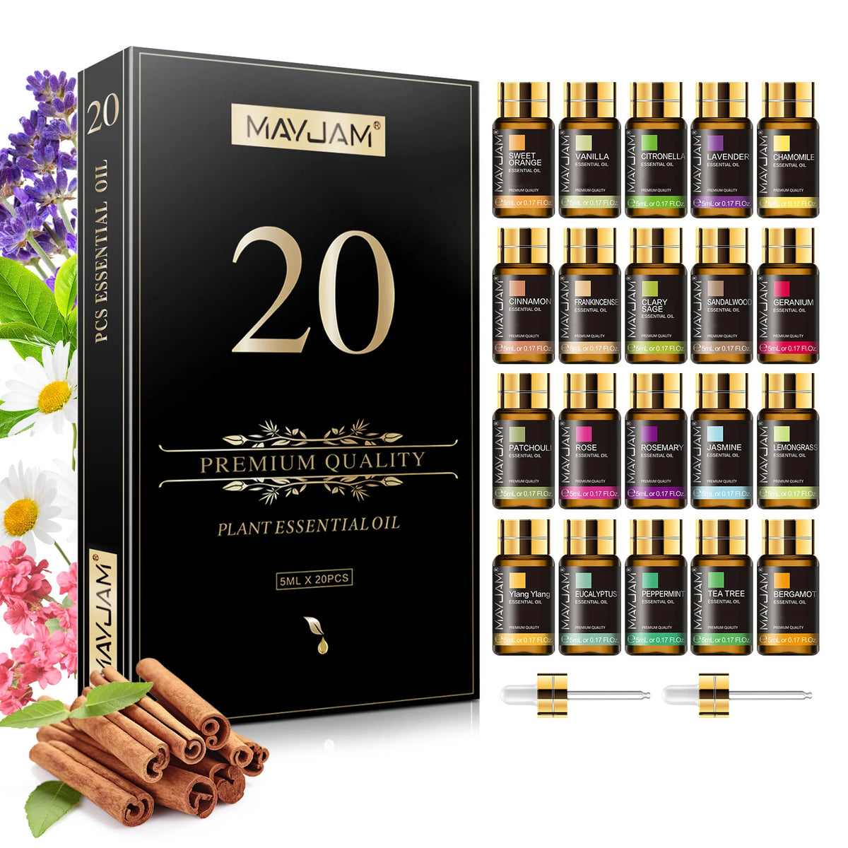 Mayjam 20 Piece Natural Aromatherapy Essential Oils Set