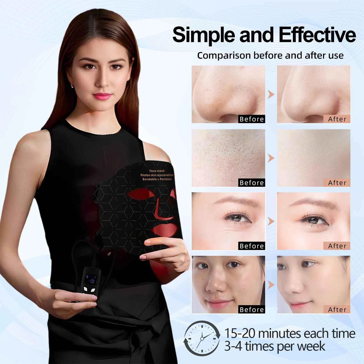 Portable Led Face Mask For Light Therapy And Skin Rejuvenation
