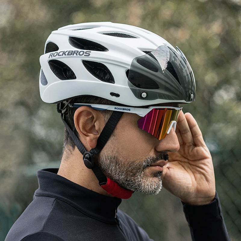 Rockbros Lightweight Cycling Helmet With Goggles For Riding