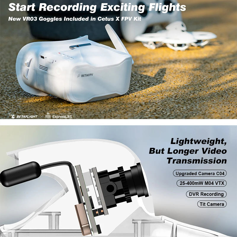 Betafpv Cetus X Fpv Racing Drone Kit With Vr03 Goggles